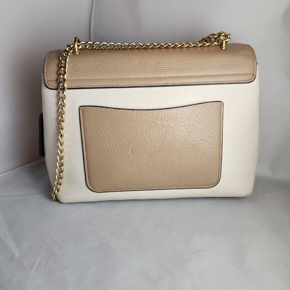 COACH Tammie colorblock shoulder bag crossbody cream and tan with black accent - Picture 4 of 9